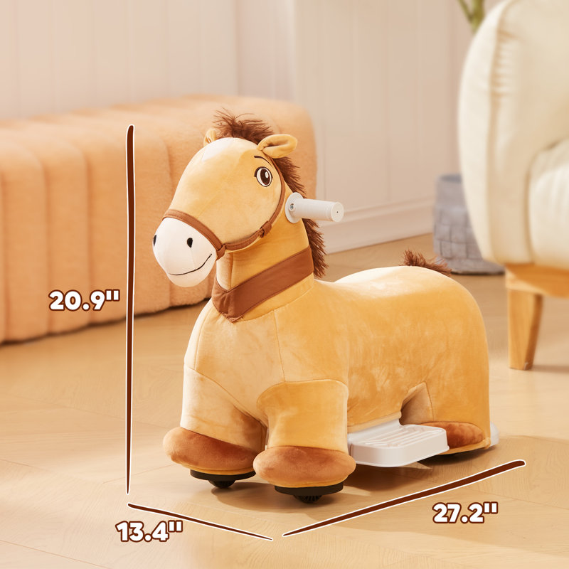 Qaba 6V Ride on Horse Battery Powered Electric Ride on Pony with Music Forward PU Wheels Soft Touch Riding Pony for Girls Boys Aged 18 36 Months Brown Wayfair
